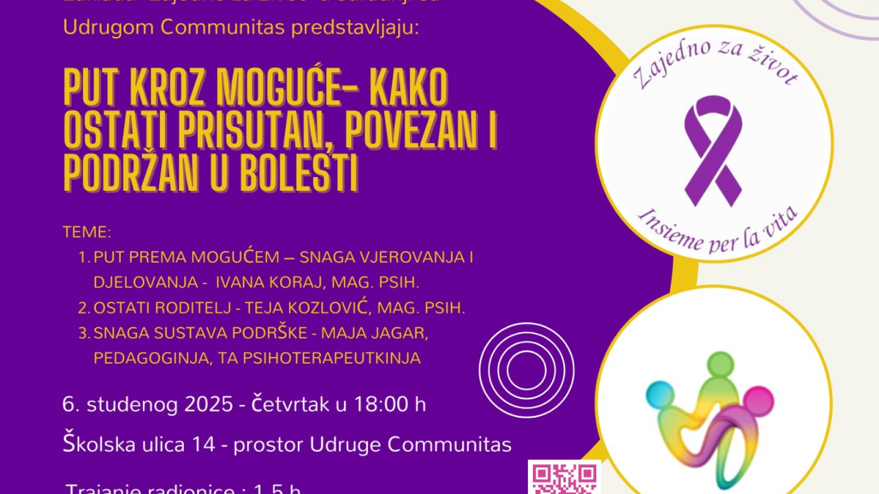 Zaklada Zajedno za život i Udruga Communitas organiziraju radionicu 