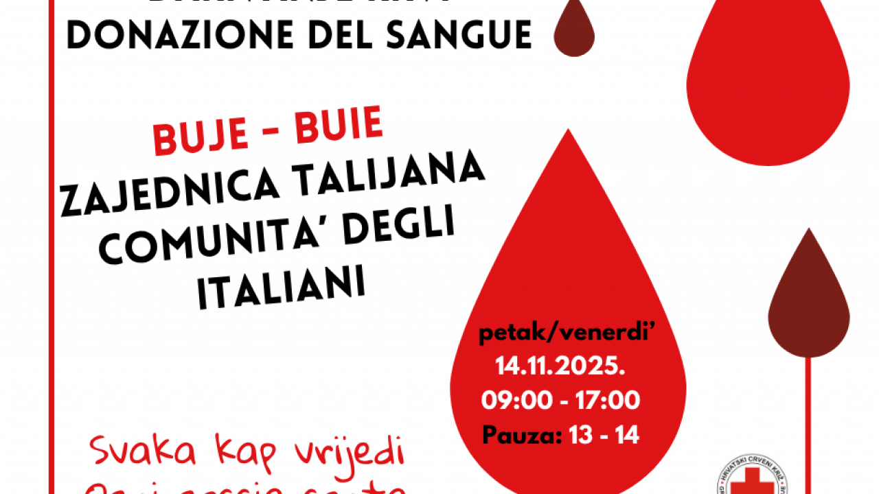 Akcija darivanja krvi u Bujama ovog petka u Bujama