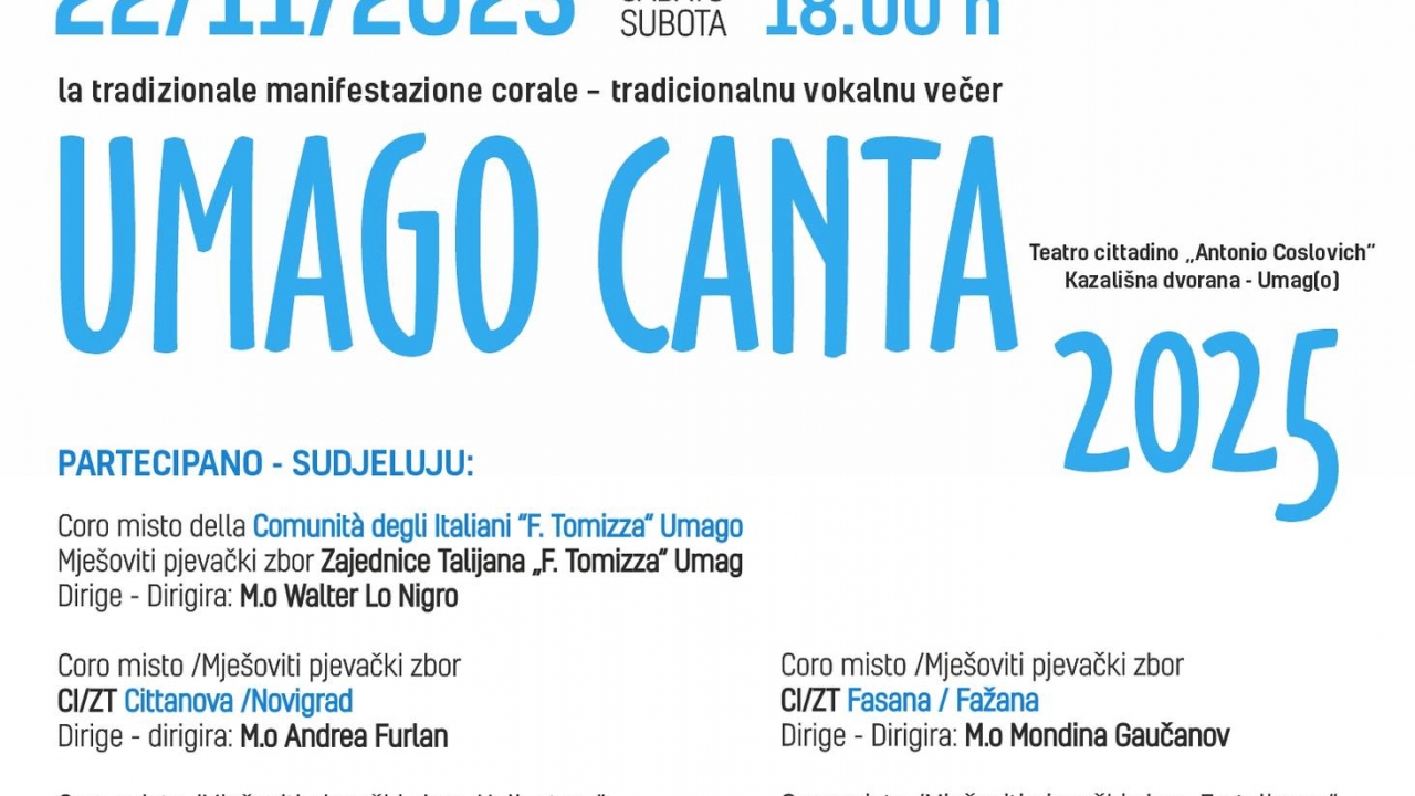 Umago Canta 2025 – tradicionalna vokalna večer u kazališnoj dvorani u Umagu