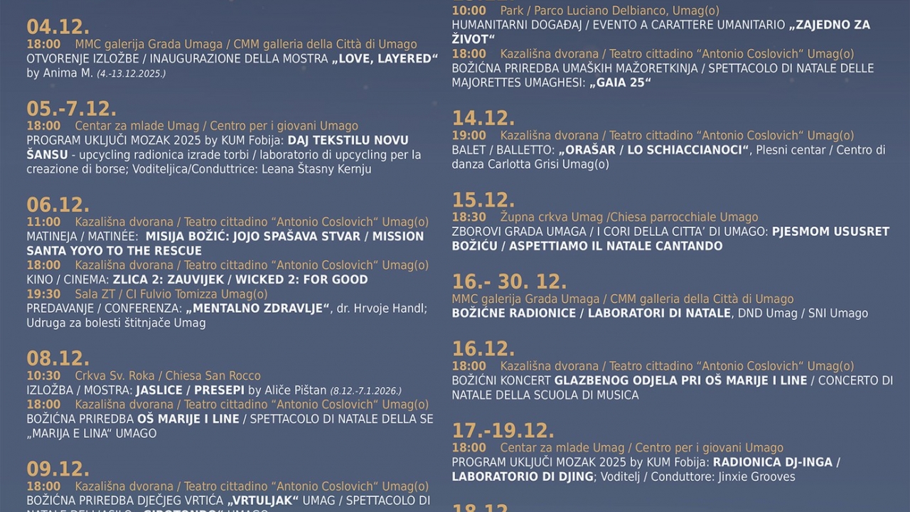 Objavljen prosinački kalendar događanja u Umagu