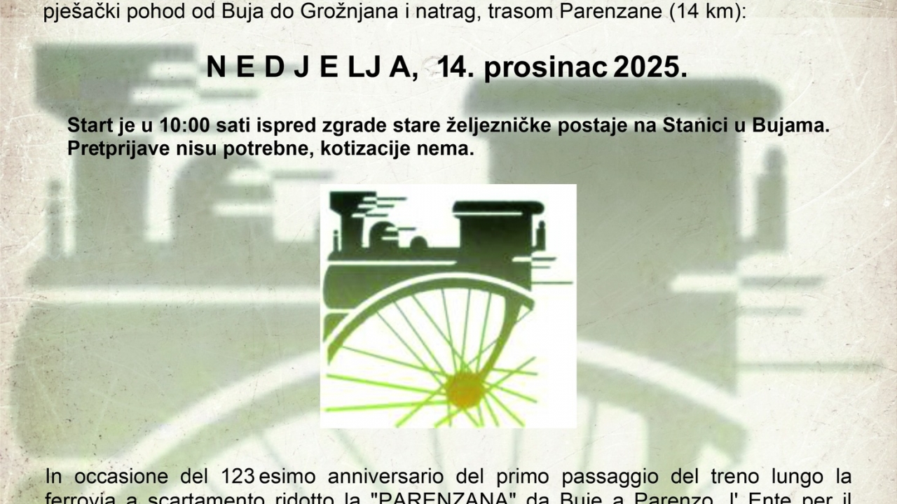 Pješački pohod Parenzanom ove nedjelje od Buja do Grožnjana