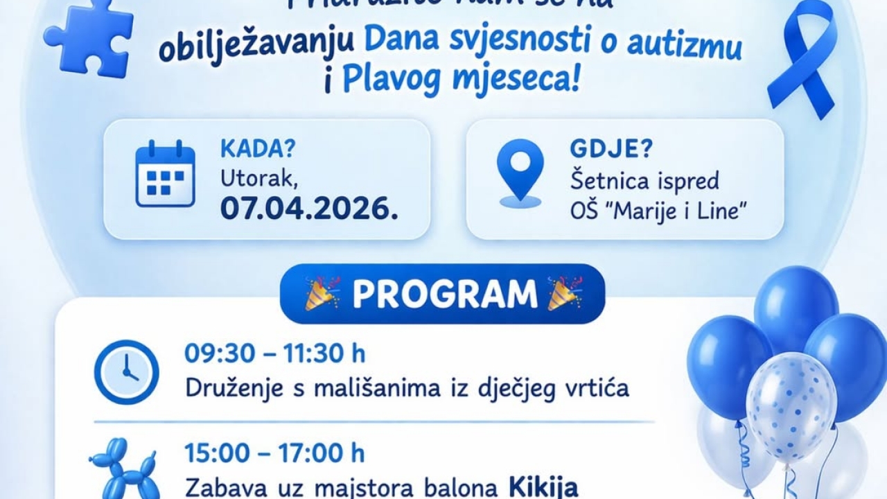 Danas u Umagu obilježavanje Dana svjesnosti o autizmu i Plavog mjeseca