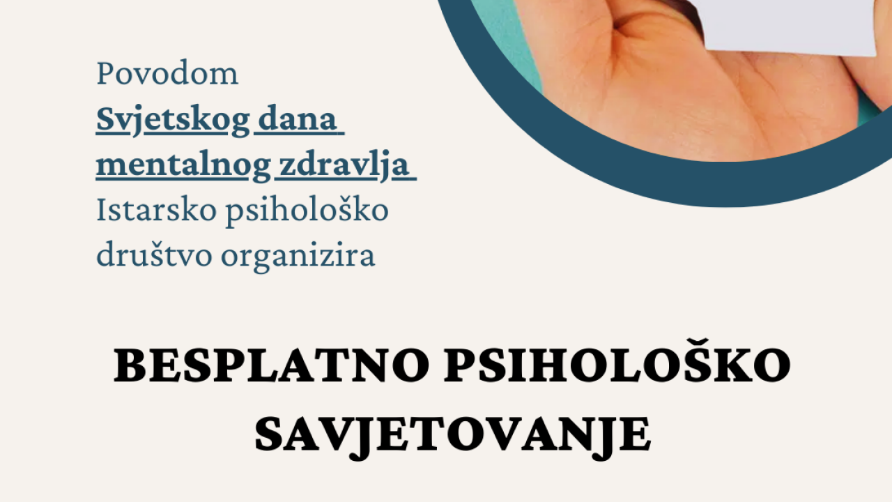 Besplatno psihološko savjetovanje povodom Svjetskog dana mentalnog zdravlja 2025.
