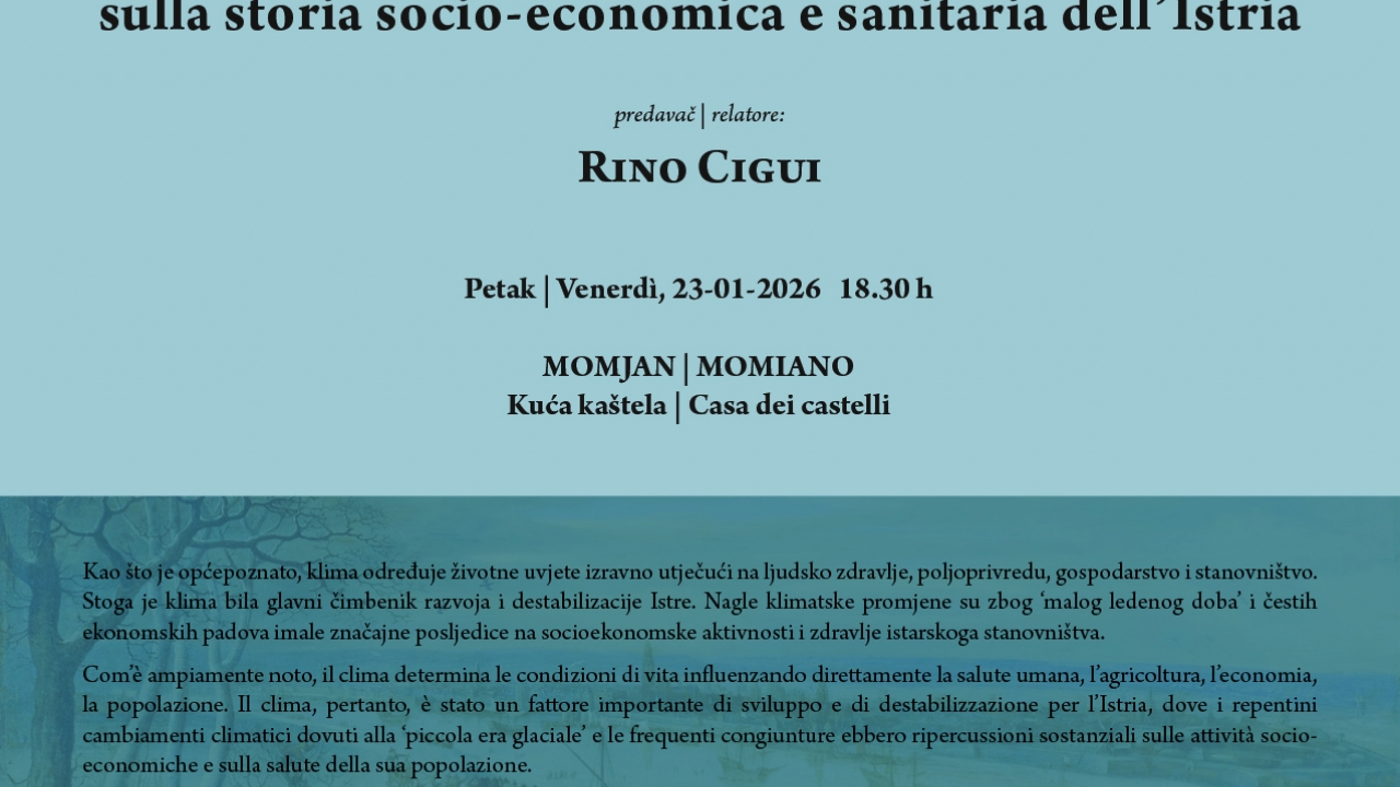 Predavanje o klimi u povijesti Istre  - Rino Cigui u Momjanu