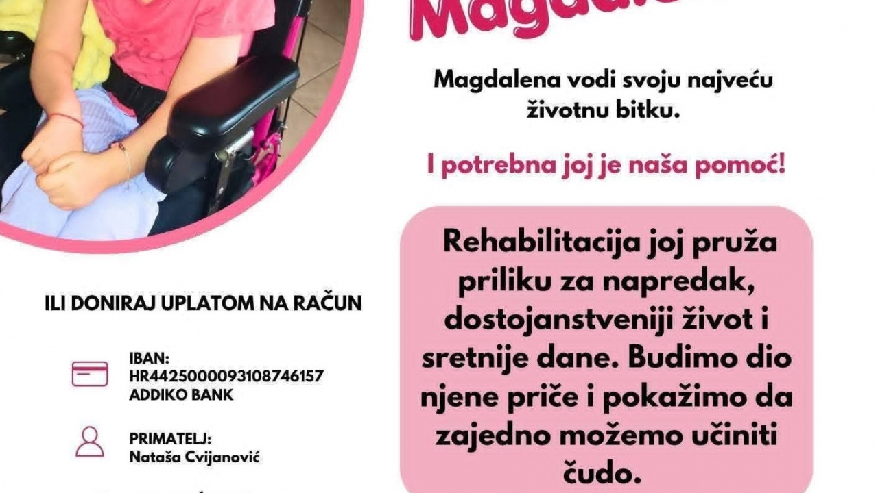 Humanitarna akcija za Magdalenu se nastavlja – zahvaljujući vašoj dobroti već je odrađen prvi ciklus rehabilitacija