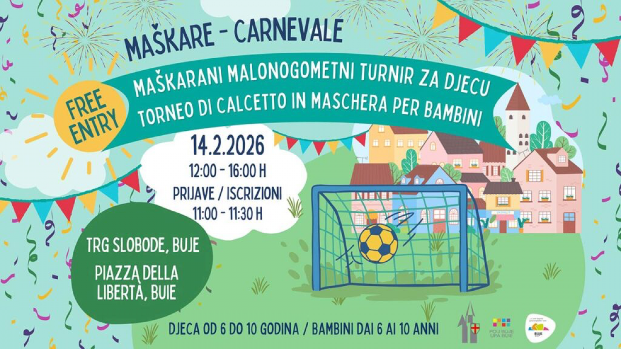 Bujski karneval uz malonogometni turnir na trgu