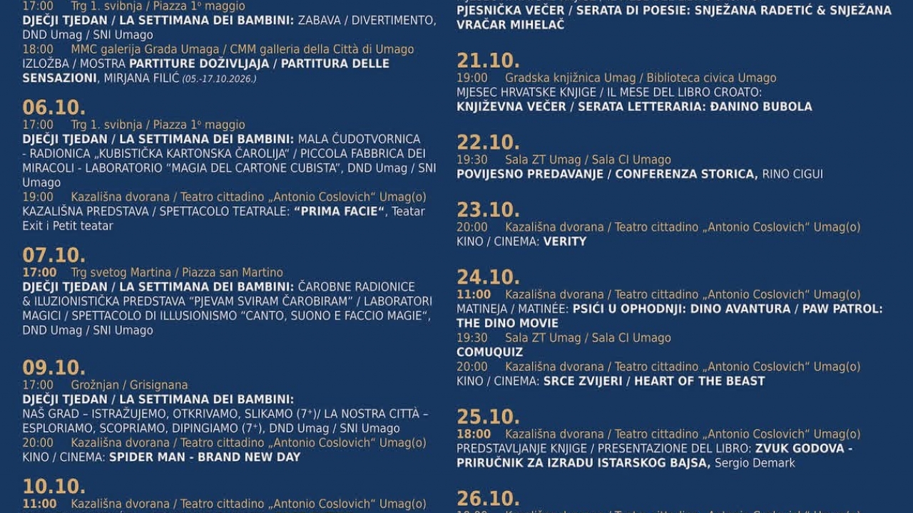 Umag u listopadu: izložbe, kazalište, kino, dječji program i brojna događanja