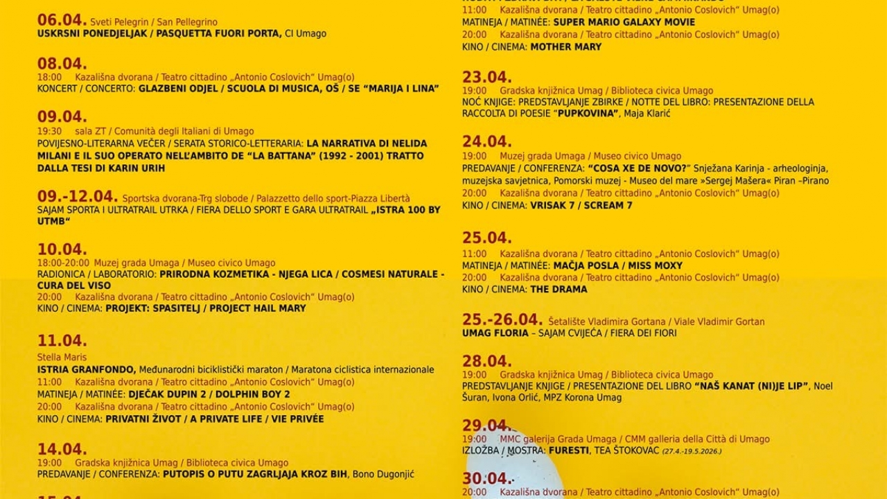 Umag u travnju donosi bogat program događanja