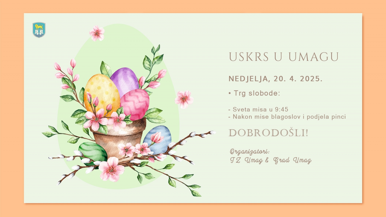 Uskrsna čestitka i blagoslov pinca na Trgu slobode u Umagu 