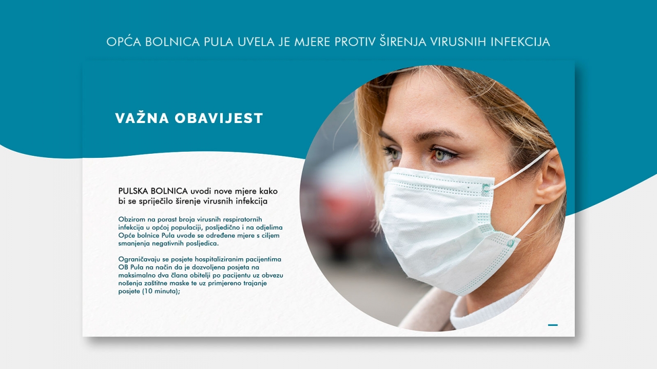 Pulska bolnica uvela nove mjere protiv širenja virusnih infekcija