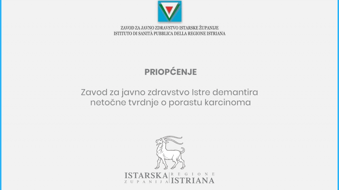 Zavod za javno zdravstvo Istre demantira netočne tvrdnje o porastu karcinoma