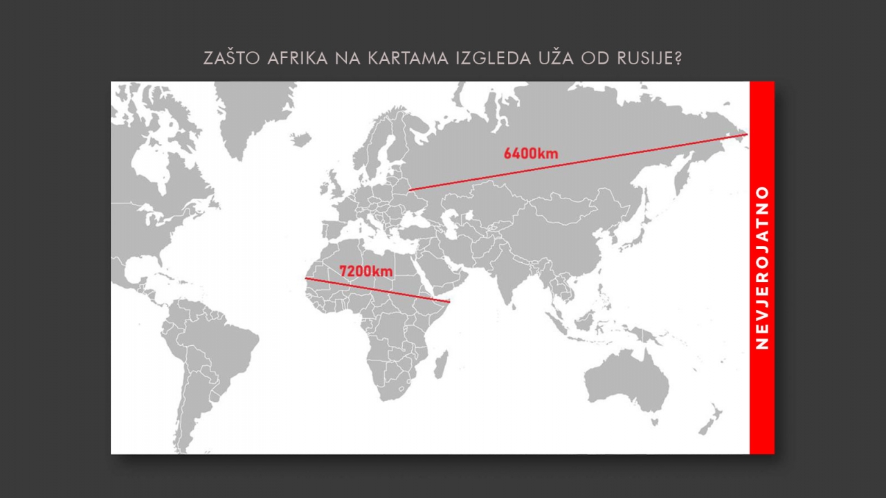 Zašto Afrika na kartama izgleda uža od Rusije?