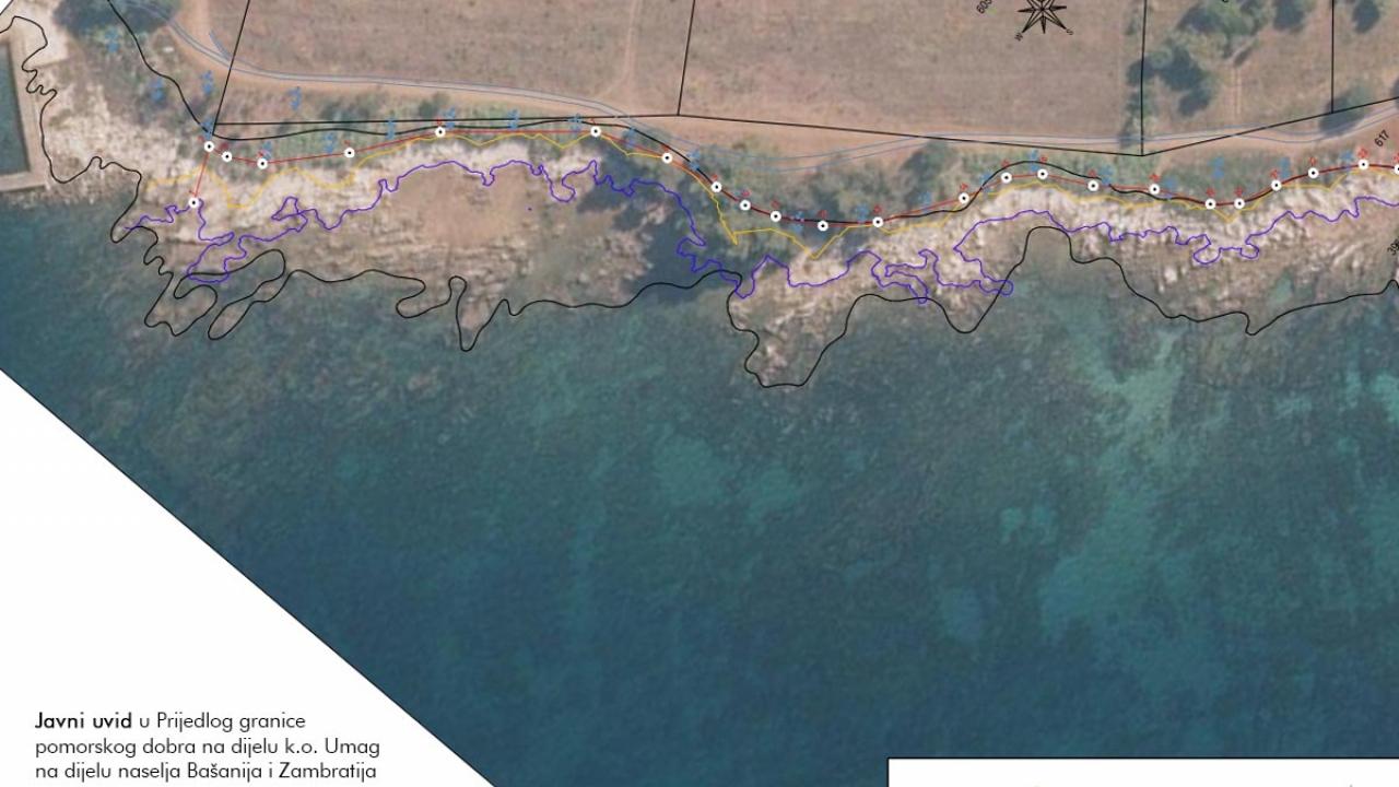 Javni uvid u prijedlog granice pomorskog dobra u Bašaniji i Zambratiji
