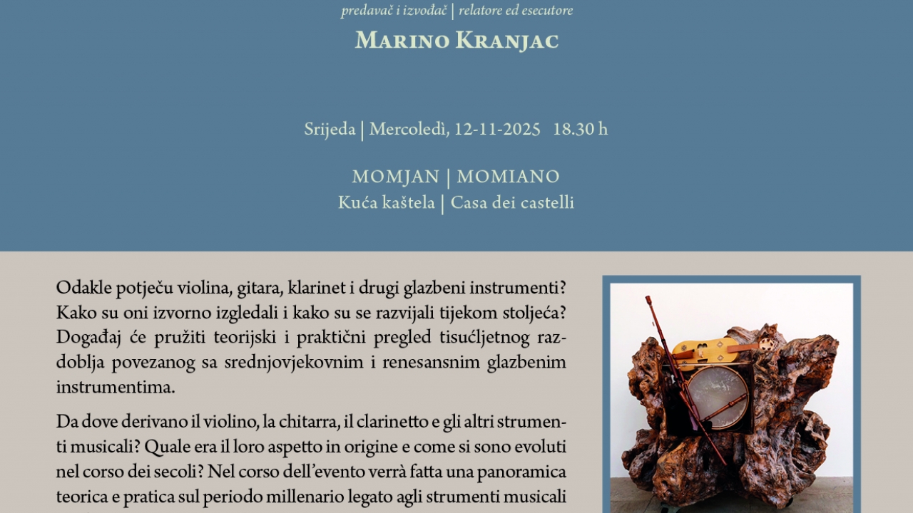 Predavanje i glazbena prezentacija “Glazbeni instrumenti za ranu glazbu” u Momjanu