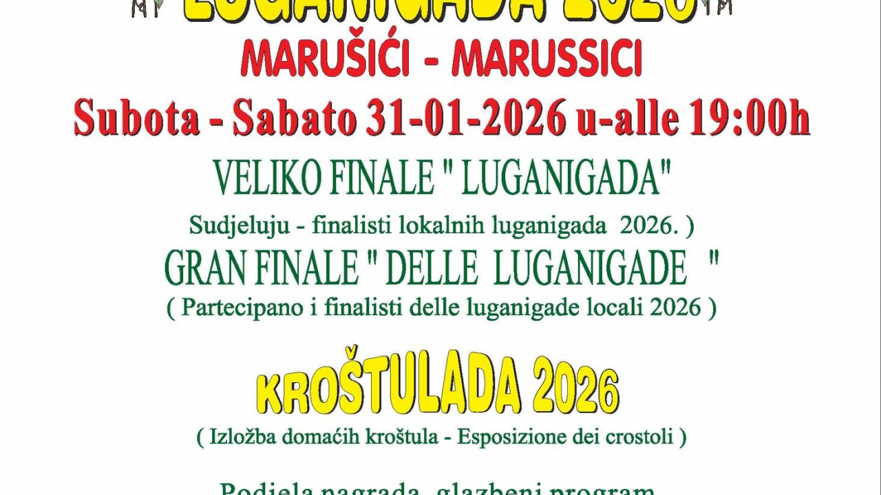 Luganigada 2026: Veliko finale krajem siječnja i početkom veljače u Marušićima