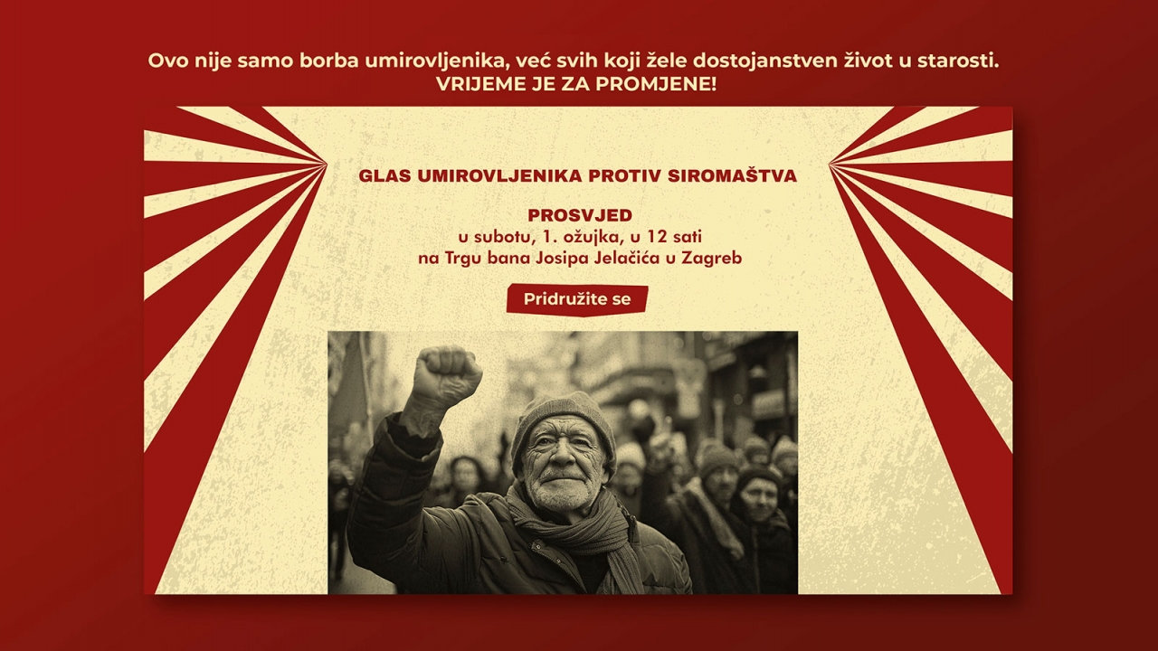 Umirovljenici izlaze na ulice – veliki prosvjed u subotu na Trgu bana Jelačića