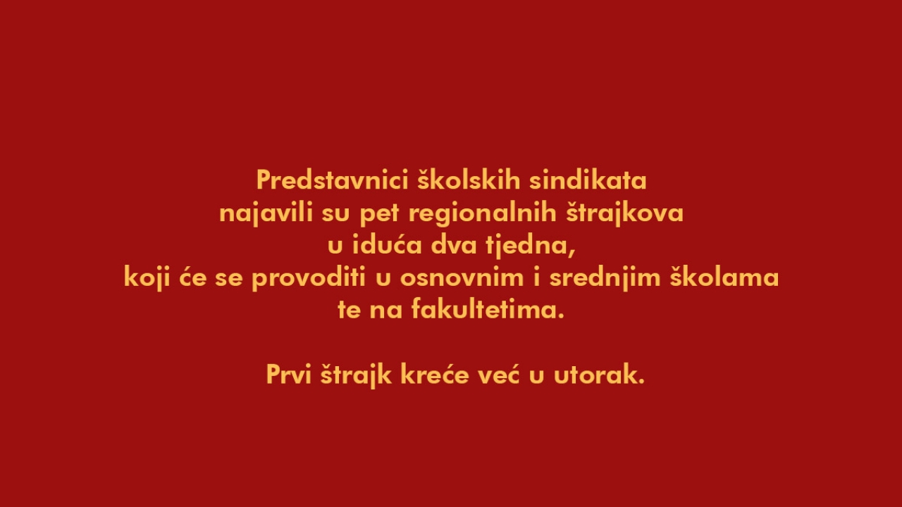 Pet štrajkova u dva tjedna najavili školski sindikati