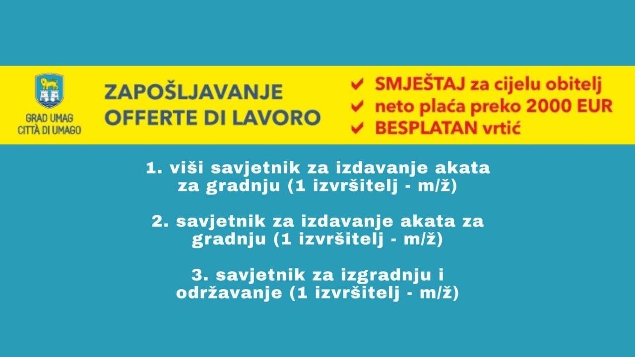 Javni natječaj za prijam u službu u Grad Umag – Umago