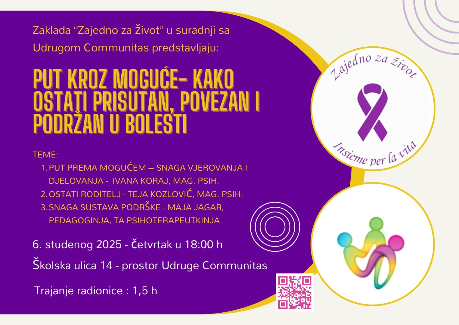Zaklada Zajedno za život i Udruga Communitas organiziraju radionicu 