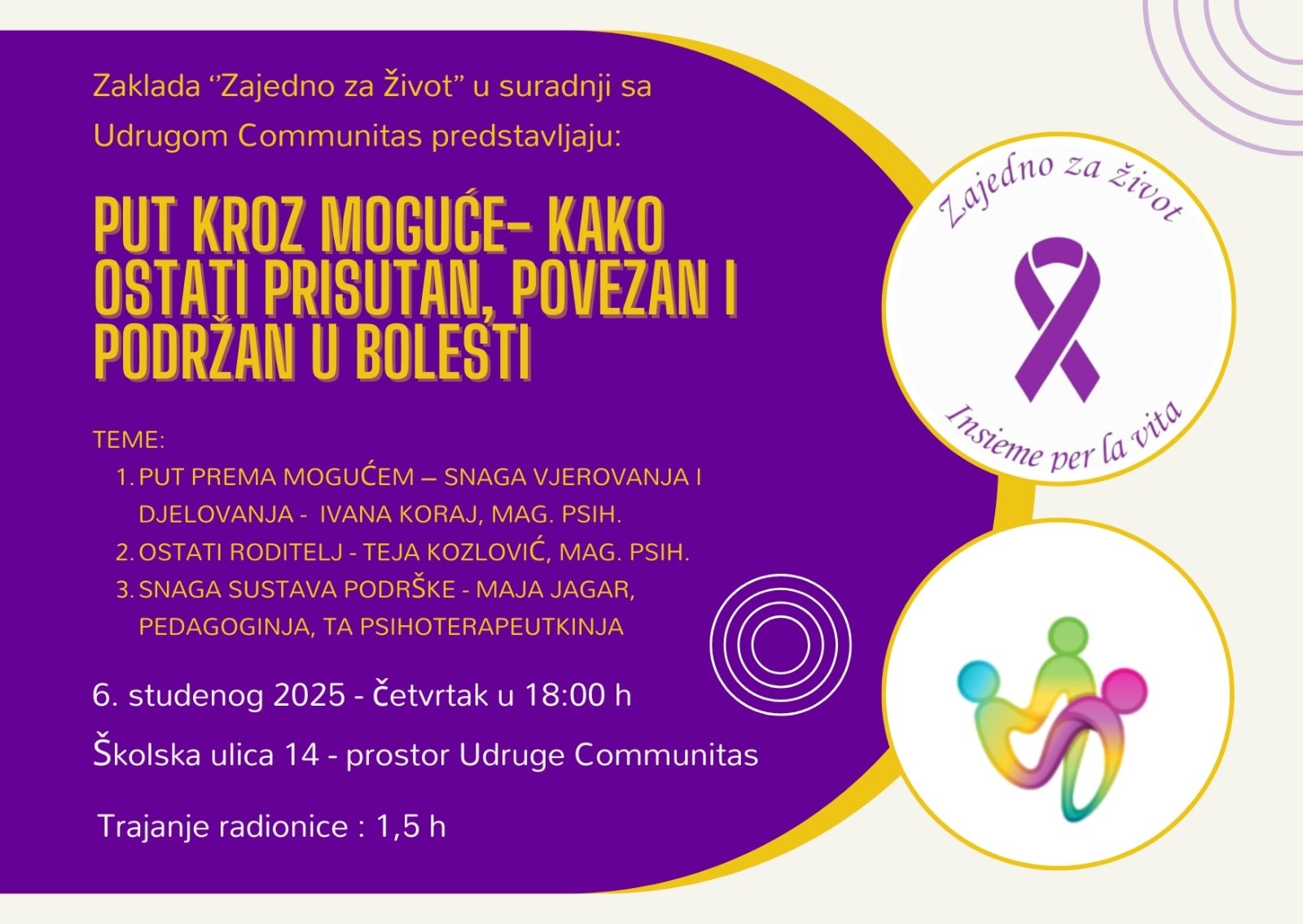 Radionica PUT KROZ MOGUĆE – Kako ostati prisutan, povezan i podržan u bolesti