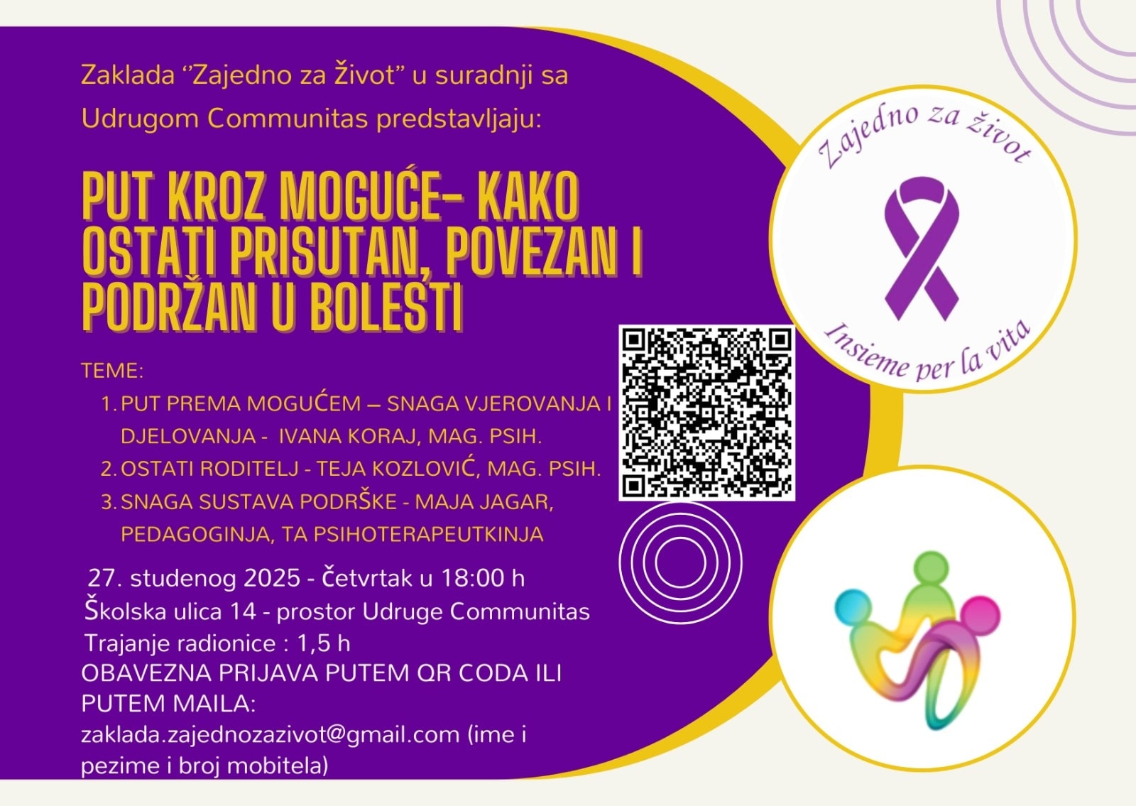 Zaklada Zajedno za život i Udruga Communitas organiziraju radionicu 