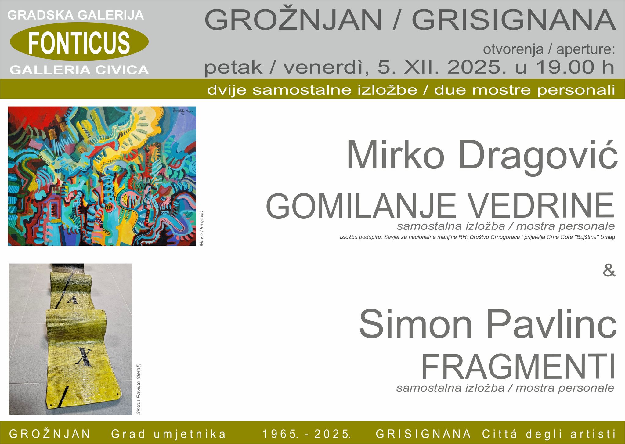 Dvije nove izložbe u Fonticusu: Mirko Dragović i Simon Pavlinc