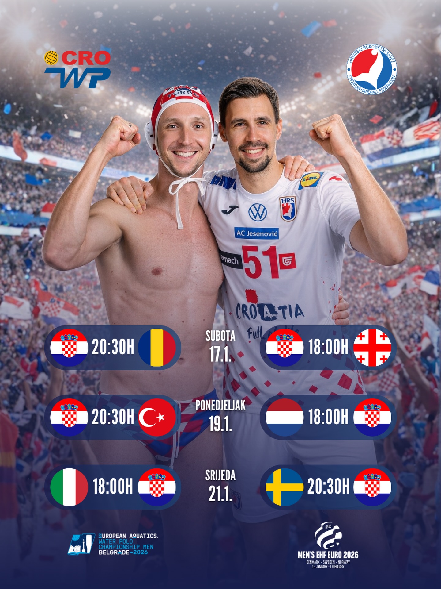 Hrvatska danas kreće u europske izazove: starta EP u vaterpolu, rukometaši također danas na terenu