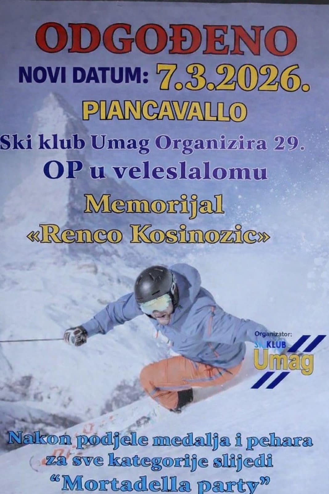 SKI klub Umag organizira 29. Otvoreno prvenstvo u veleslalomu u Piancavallu