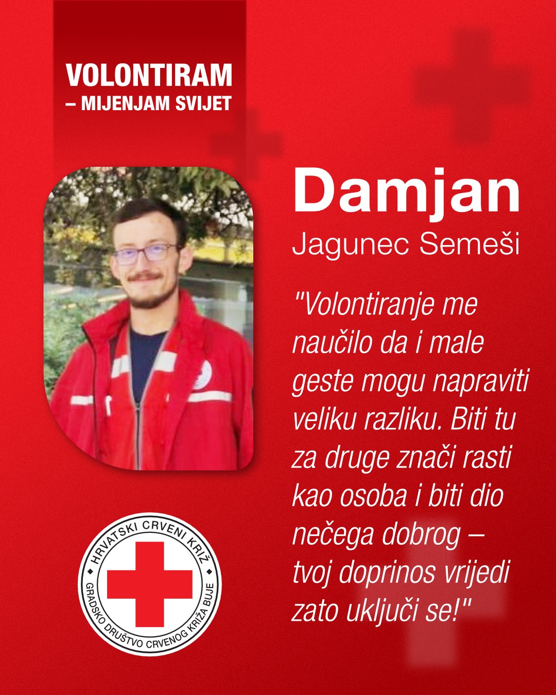 Damjan Jagunec Semeši - volonter mjeseca ožujka Crvenog križa