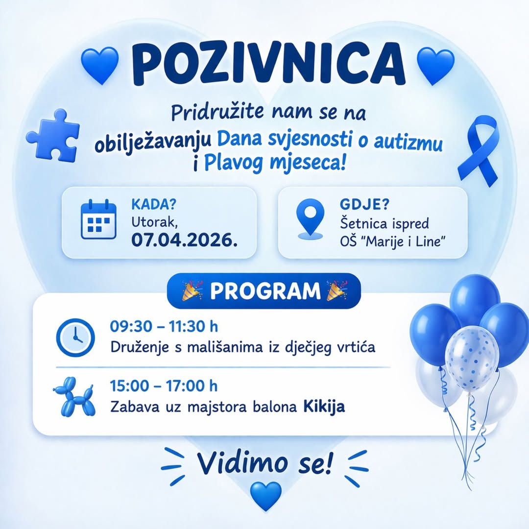 Danas u Umagu obilježavanje Dana svjesnosti o autizmu i Plavog mjeseca