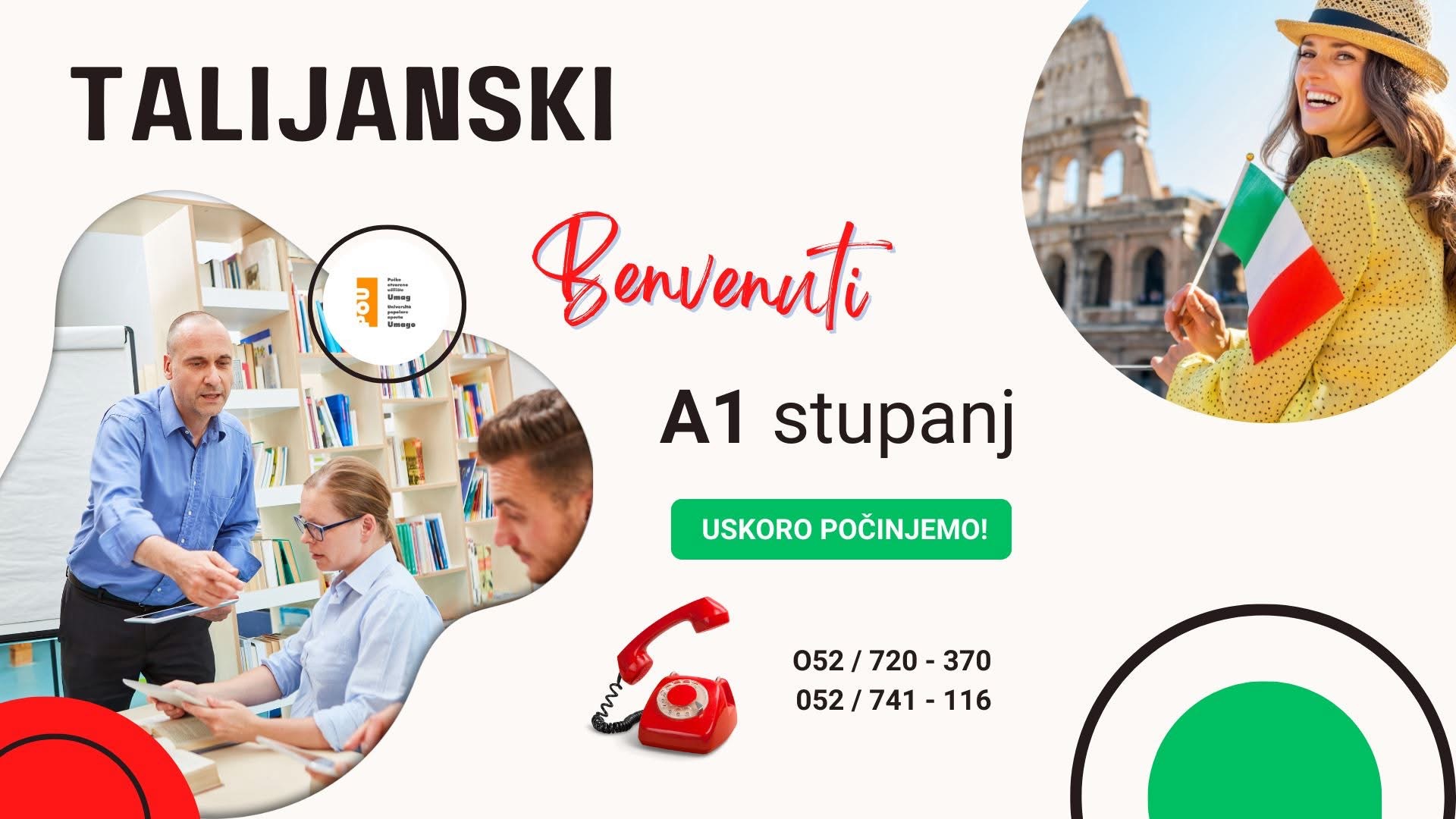 Uskoro počinje A1 tečaj talijanskog jezika za početnike