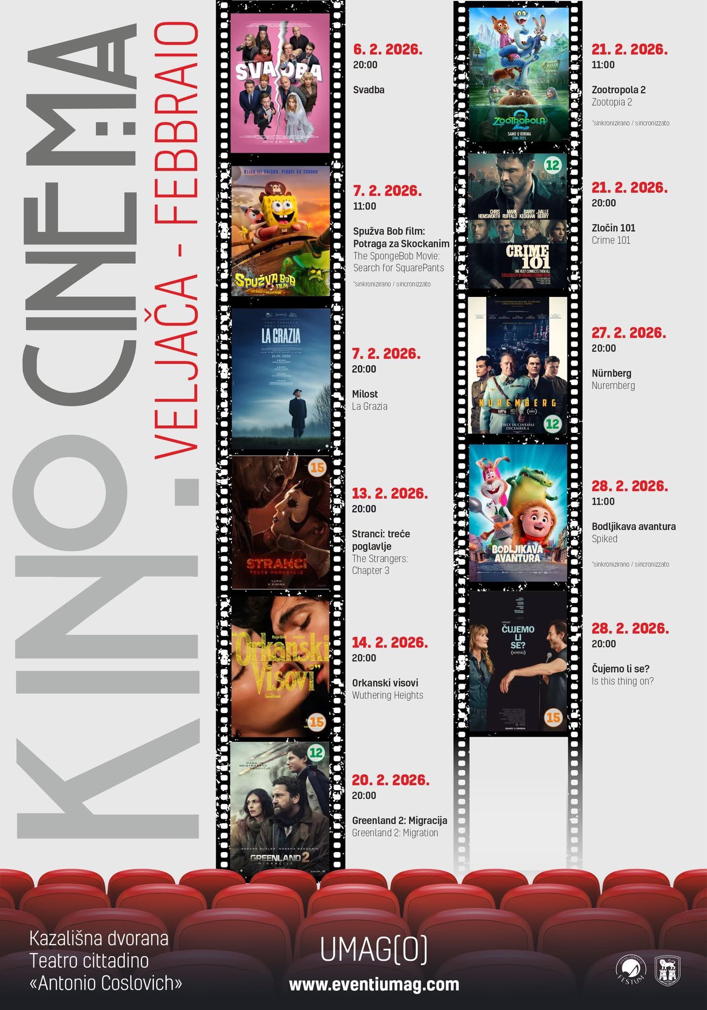 Objavljen filmski program Kina Umag za veljaču