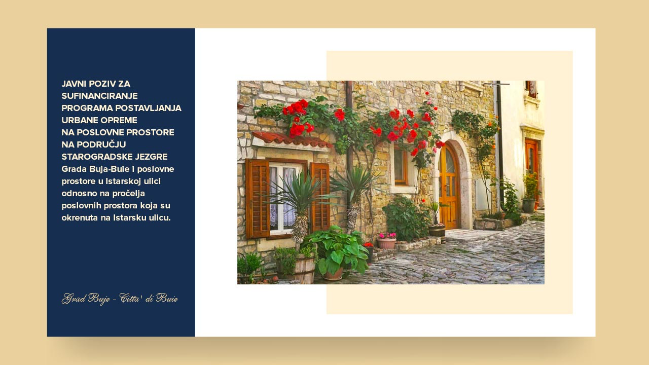 Grad Buje - Javni poziv za sufinanciranje programa postavljanja urbane opreme
