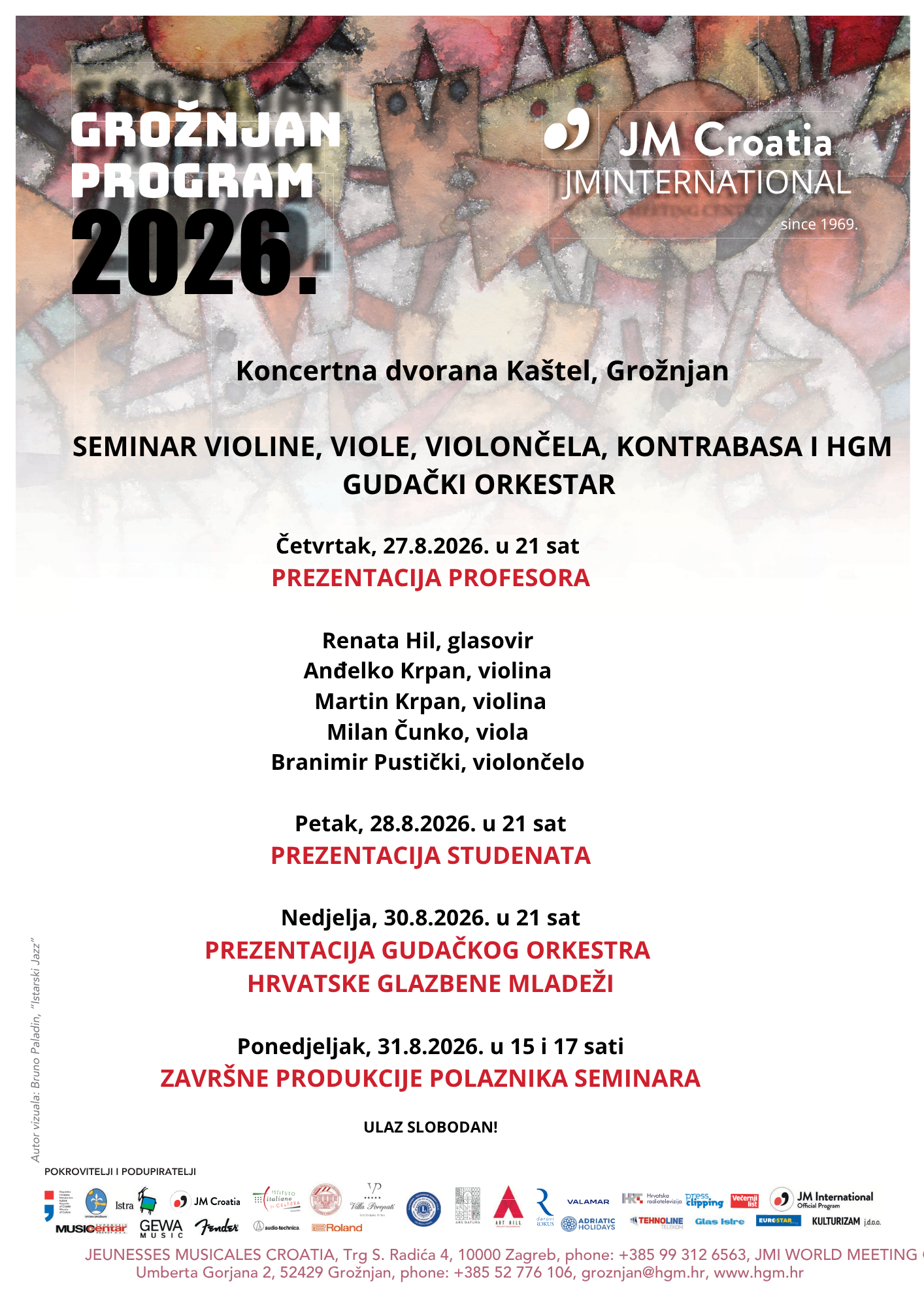 Glazbeni program u Grožnjanu: četiri dana koncerata u sklopu seminara gudača