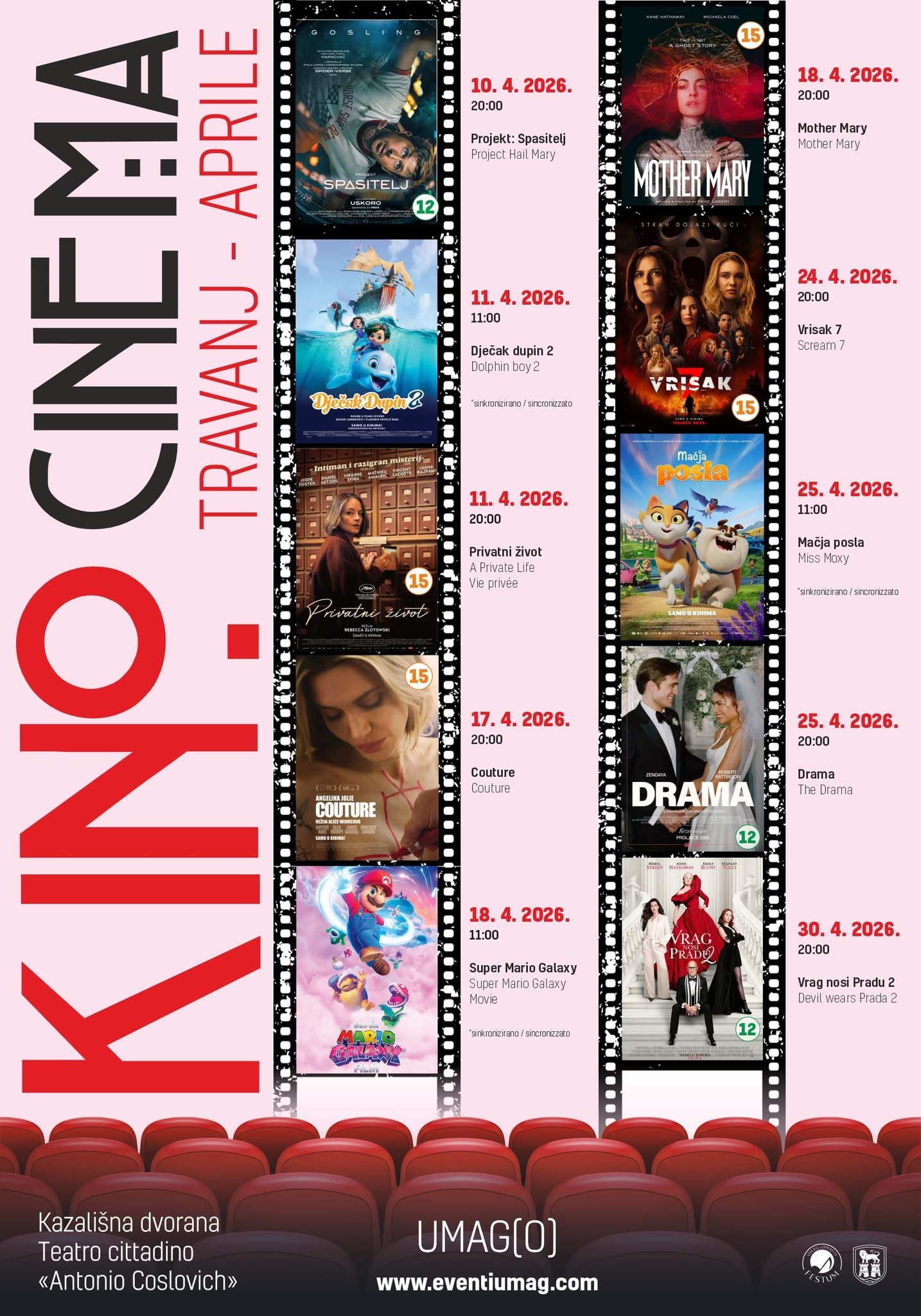 Kino Umag – filmski program u travnju