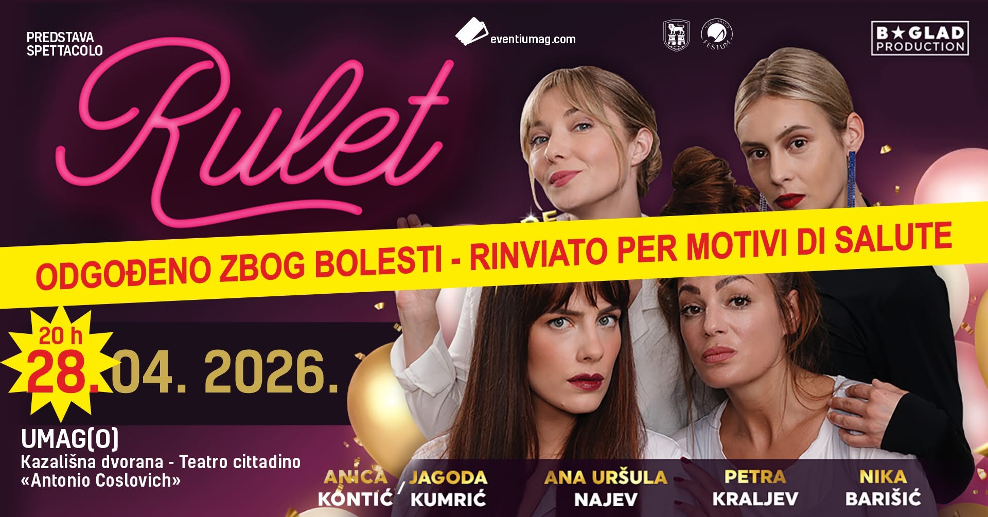 Kazališna predstava „Rulet“ na rasporedu 28. travnja