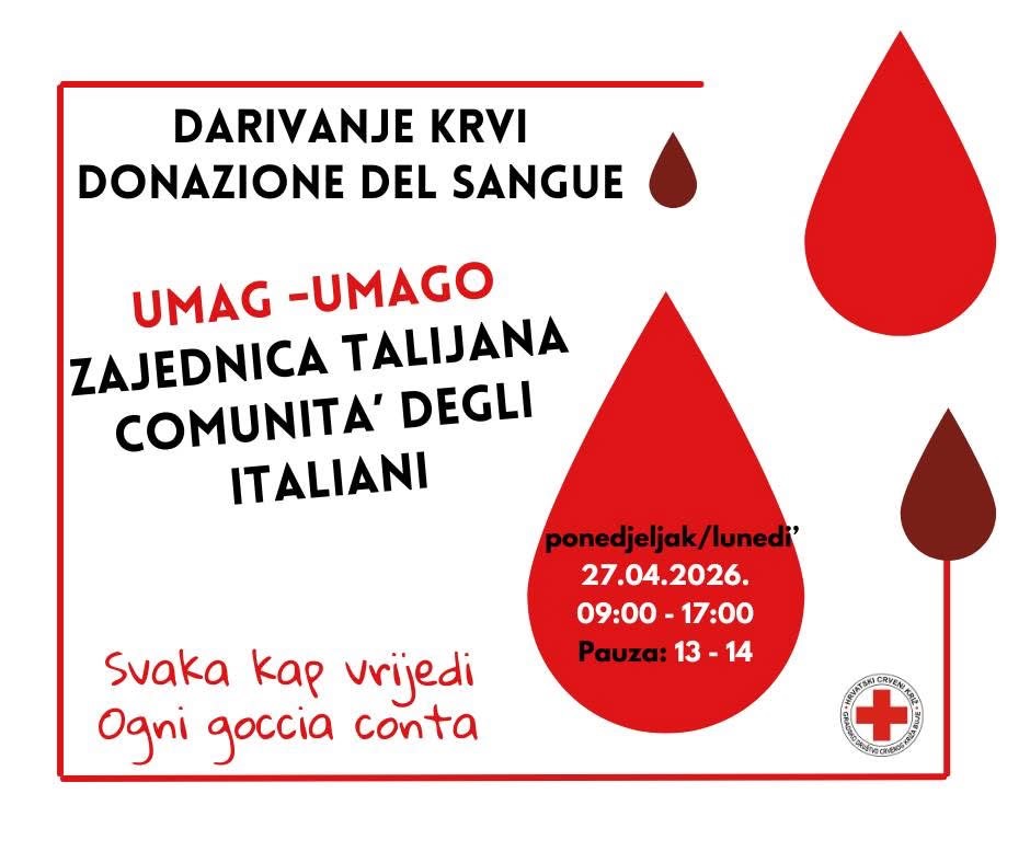 Akcija darivanja krvi u ponedjeljak u Umagu