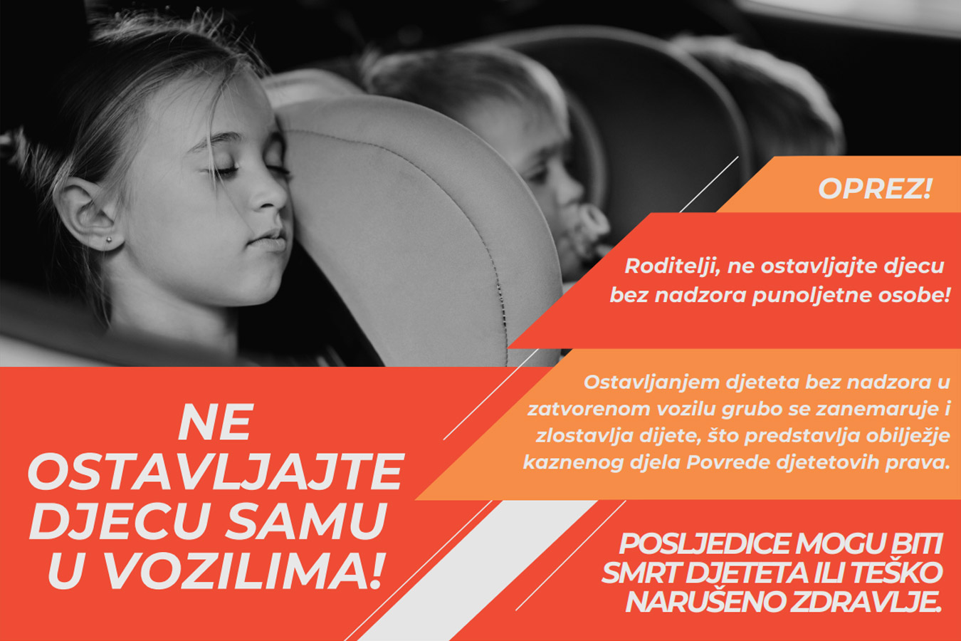 Ne ostavljajte djecu samu u vozilima ljeti
