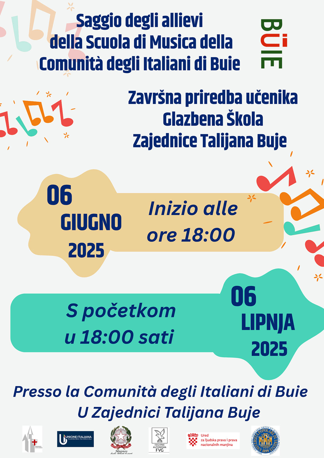 Glazbena završnica u Bujama – koncert učenika Zajednice Talijana