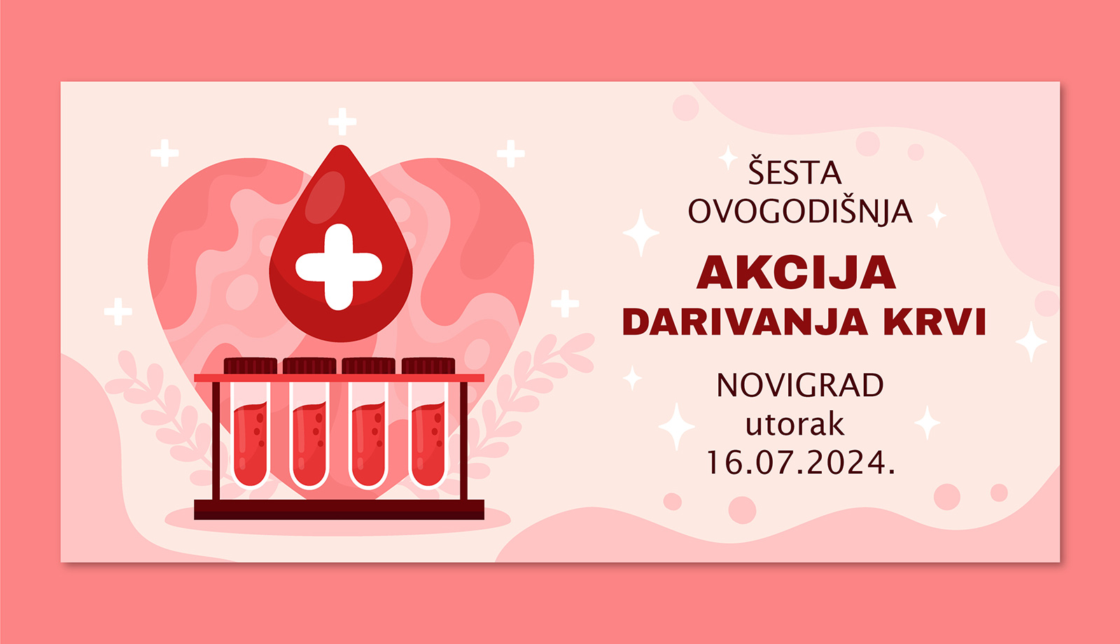 Šesta ovogodišnja akcija darivanja krvi u utorak 16.07.2024. godine u Novigradu
