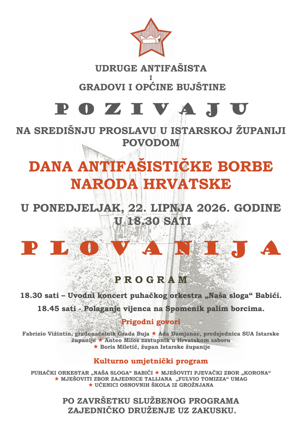 U Plovaniji obilježavanje Dana antifašističke borbe naroda Hrvatske