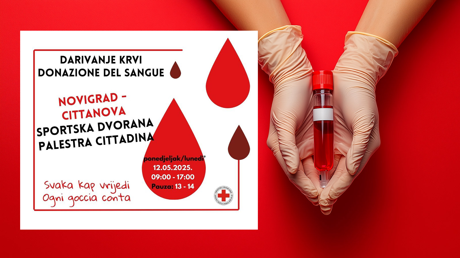 Peta ovogodišnja akcija darivanja krvi u ponedjeljak 12.05.2025. godine u Novigradu