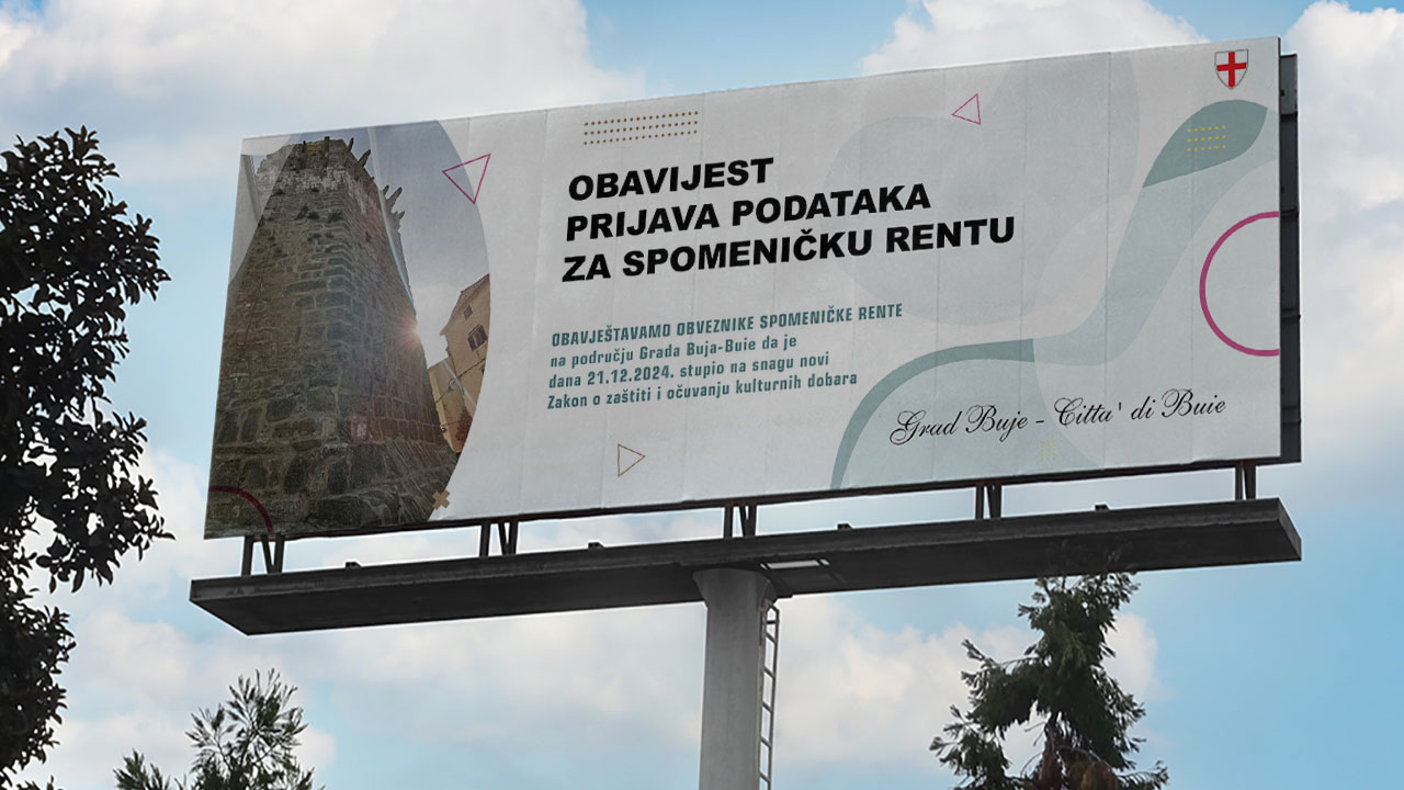 Obavijest za obveznike spomeničke rente na području Grada Buja-Buie