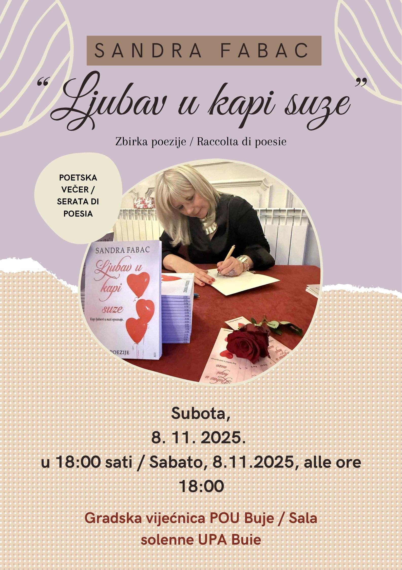 Gradska knjižnica Buje ove subote organizira poetsku večer ljubavi