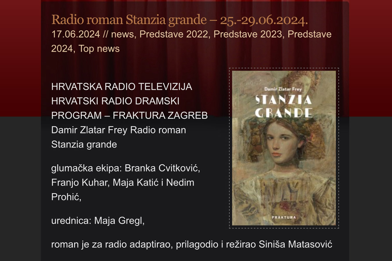 Radio Eurostar obilježava Zlatnog lava uz posebnu radio dramu Stanzia grande