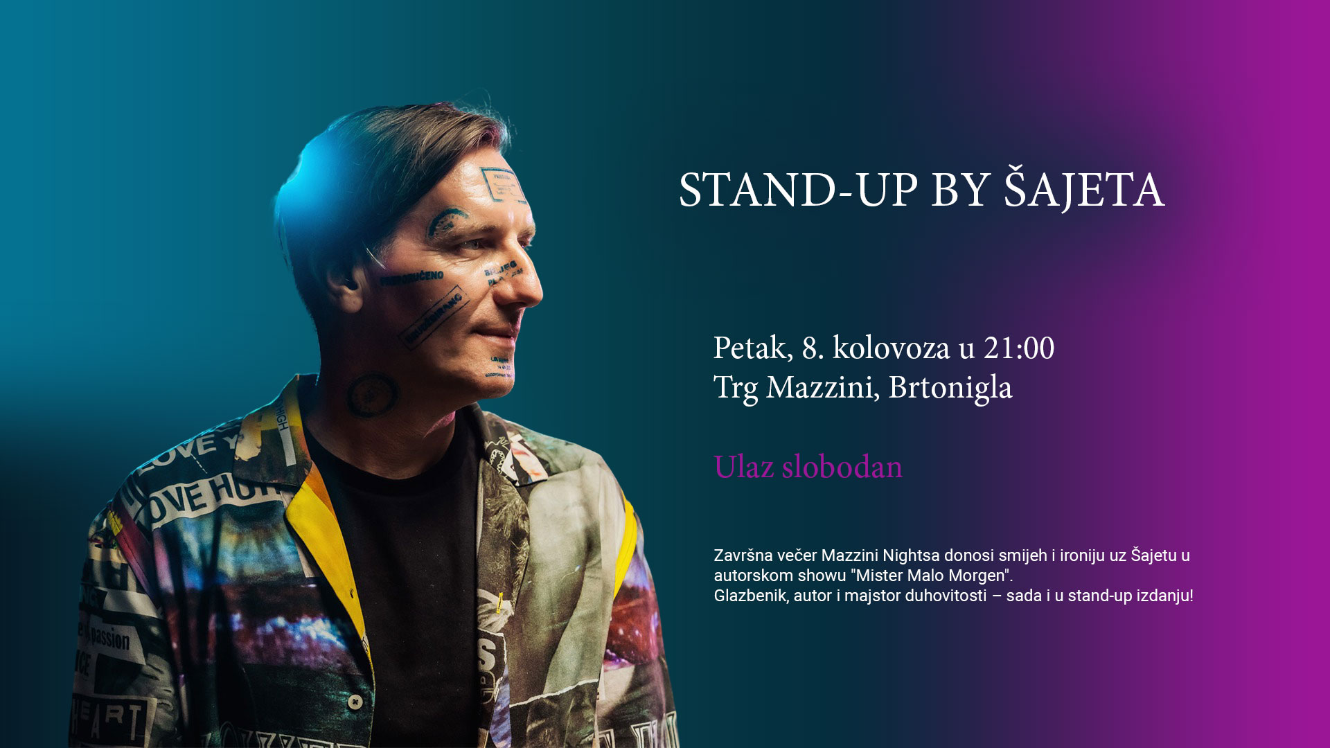 Šajeta u Brtonigli s autorskim stand‑up showom